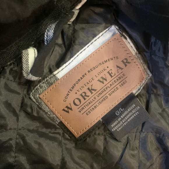 Workwear Insulated Hoodie Spring Coat Black and White Plaid Men Sz Large - Picture 2 of 5